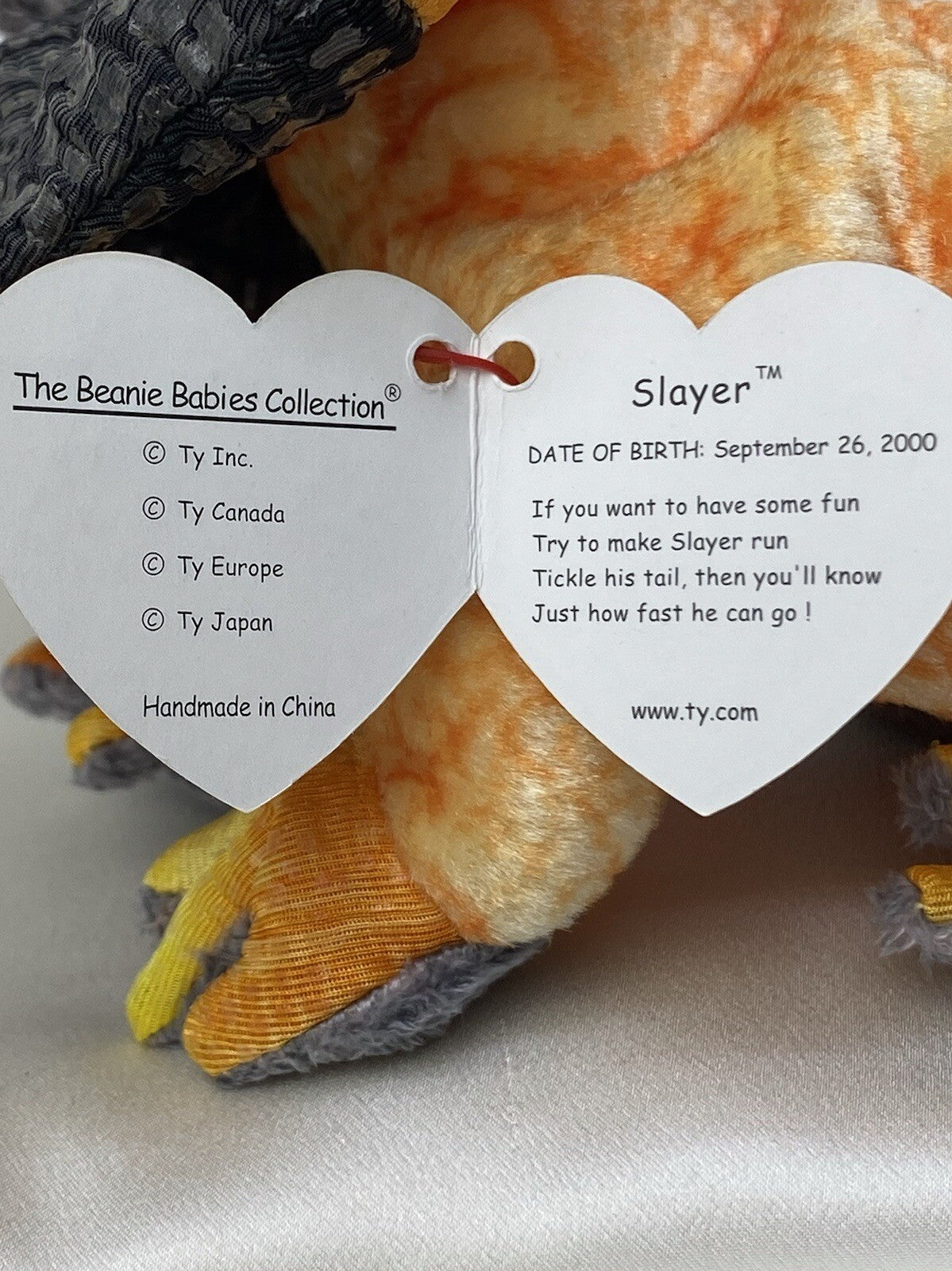 Rare Retired Ty Beanie Baby Slayer The Dragon 2000 Mint P.E. Pellets With Errors
