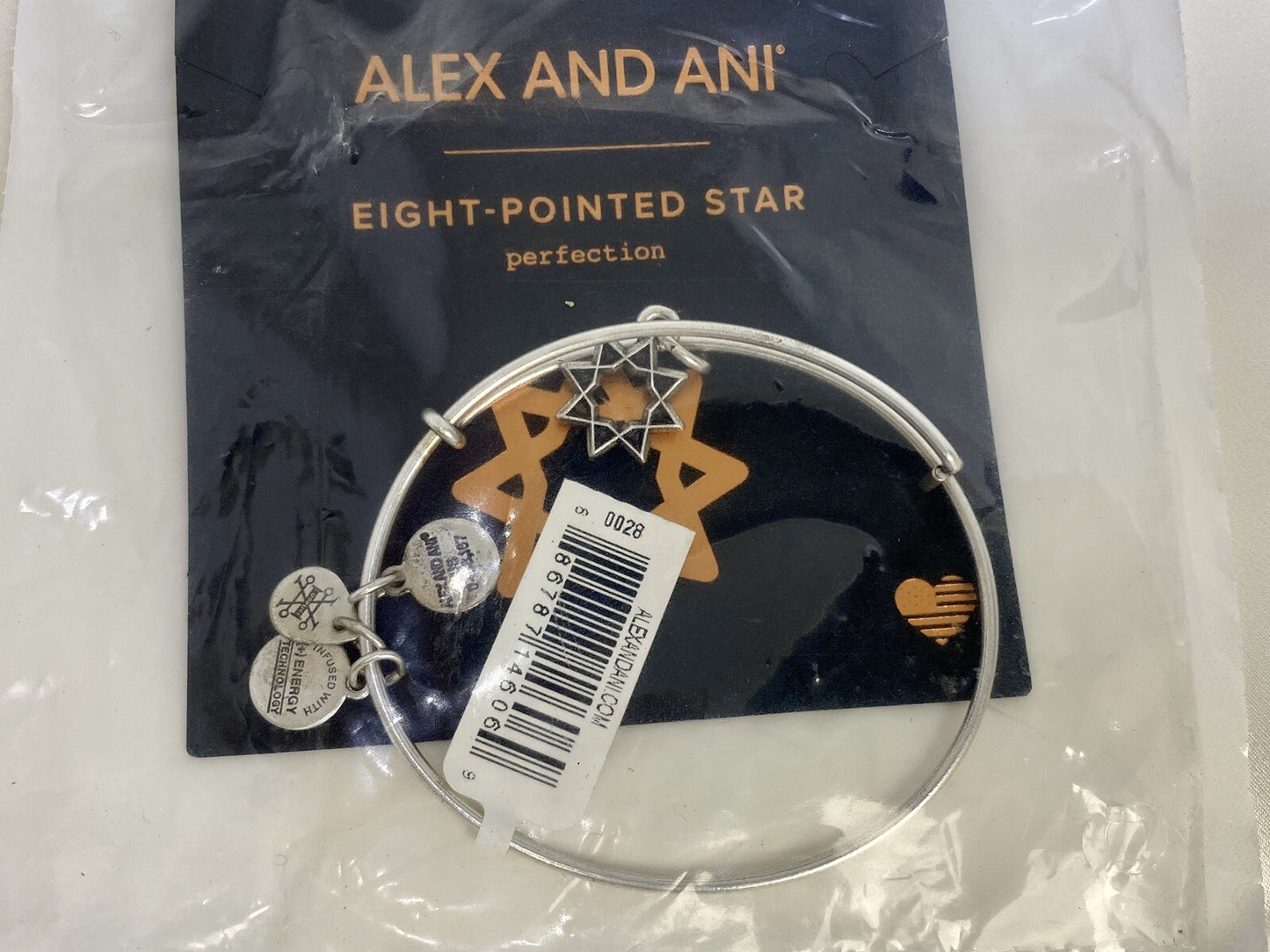 Alex and Ani Eight-Pointed Star Rafaelian Silver Charm Bangle Bracelet