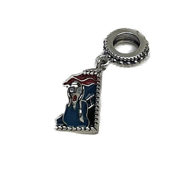Sterling Silver 925 Dangling Enamel The Scream Art Drawing Painting Charm Sculpt