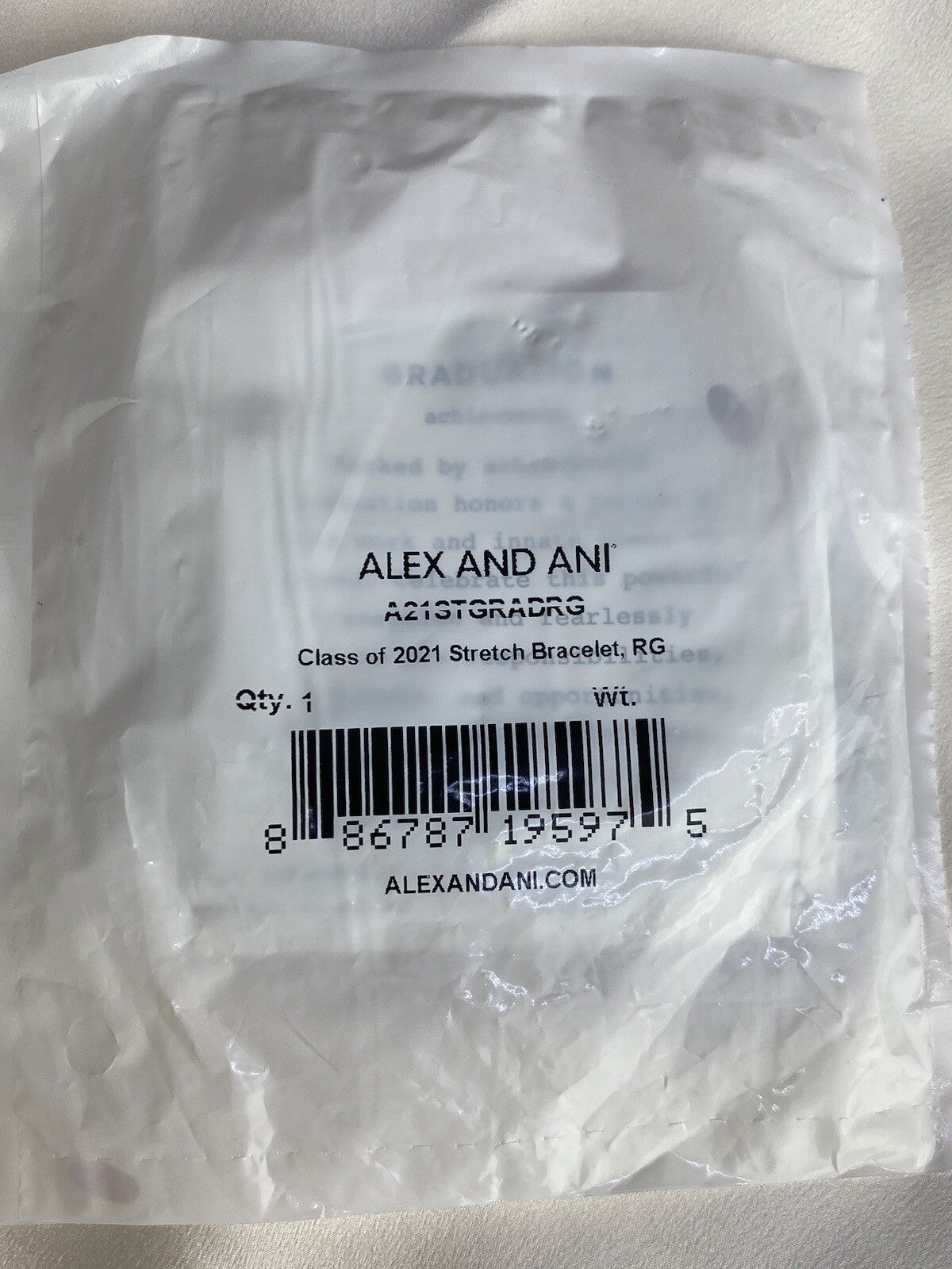 Alex and Ani GRADUATION CLASS OF 2021 Cap Gold Charm Stretch Bangle Bracelet