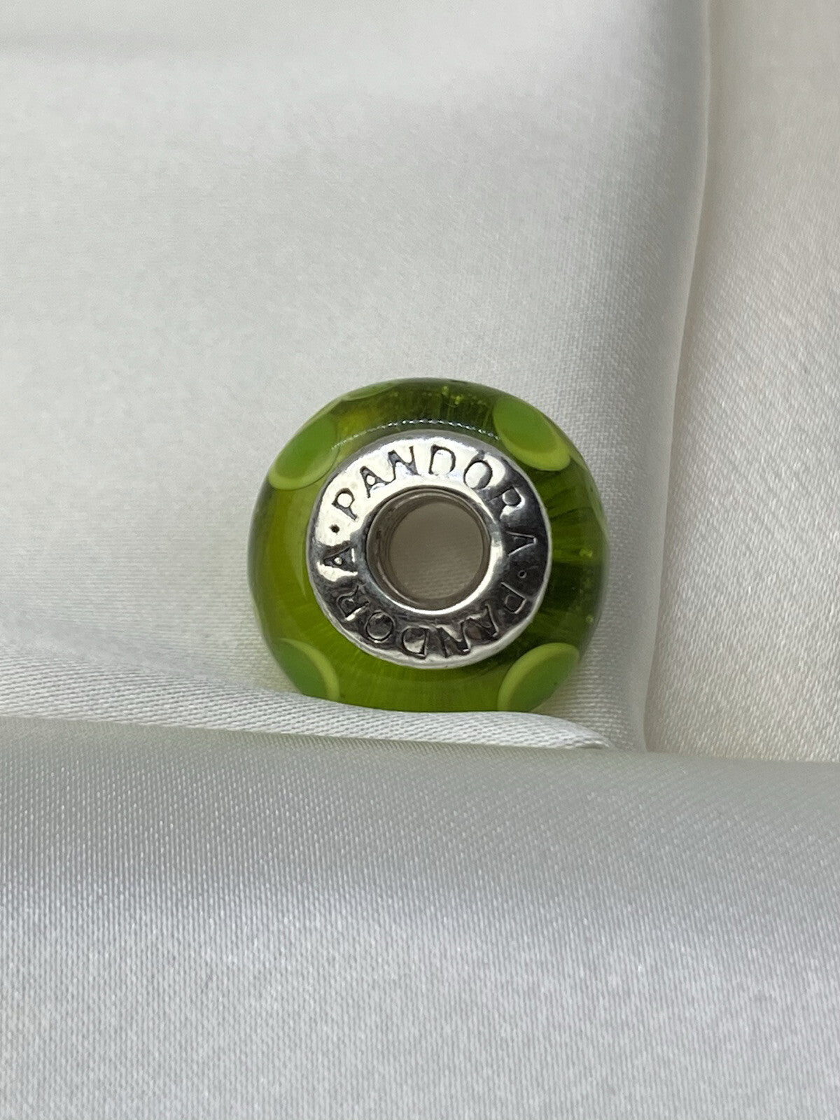 Pandora ALE 15mm Cristal Murano Plata de Ley 925 Charm Flores Verde Lima