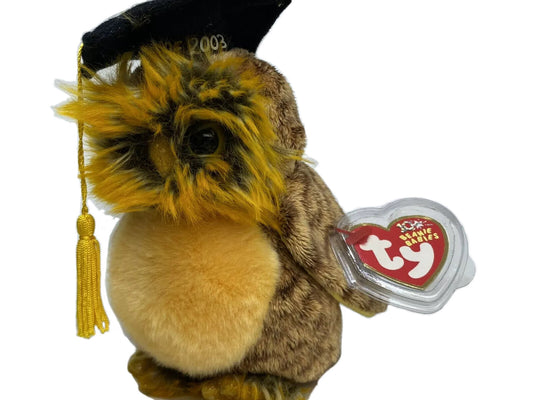 Ty Beanie Baby Smartest The Graduate Owl Plush W Hang Tag Protector 2002