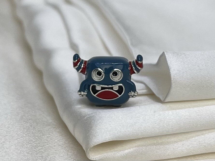 Sterling Silver 925 European Enamel Joyful Anime Kawaii Monster Character Charm