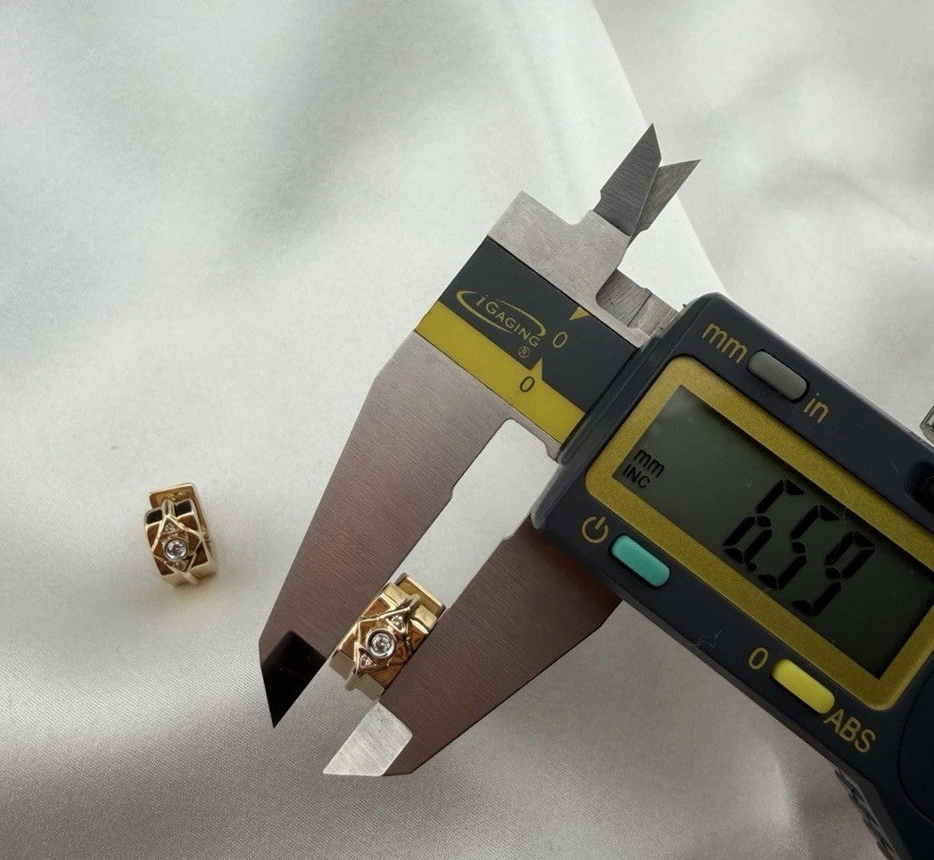 14K Yellow Gold Diamond Geometric Huggie Earrings 5.7 Grams Hinged 13.13x6.59mm