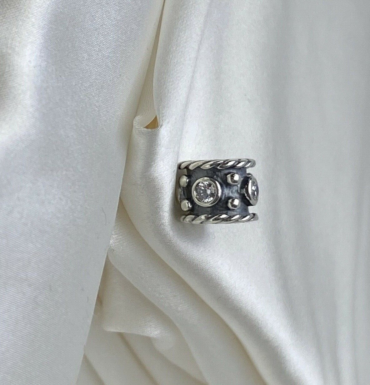 Pandora ALE Sterling Silver 925 4 Cz Cubic Zirconia 7.6mm European Charm Rare