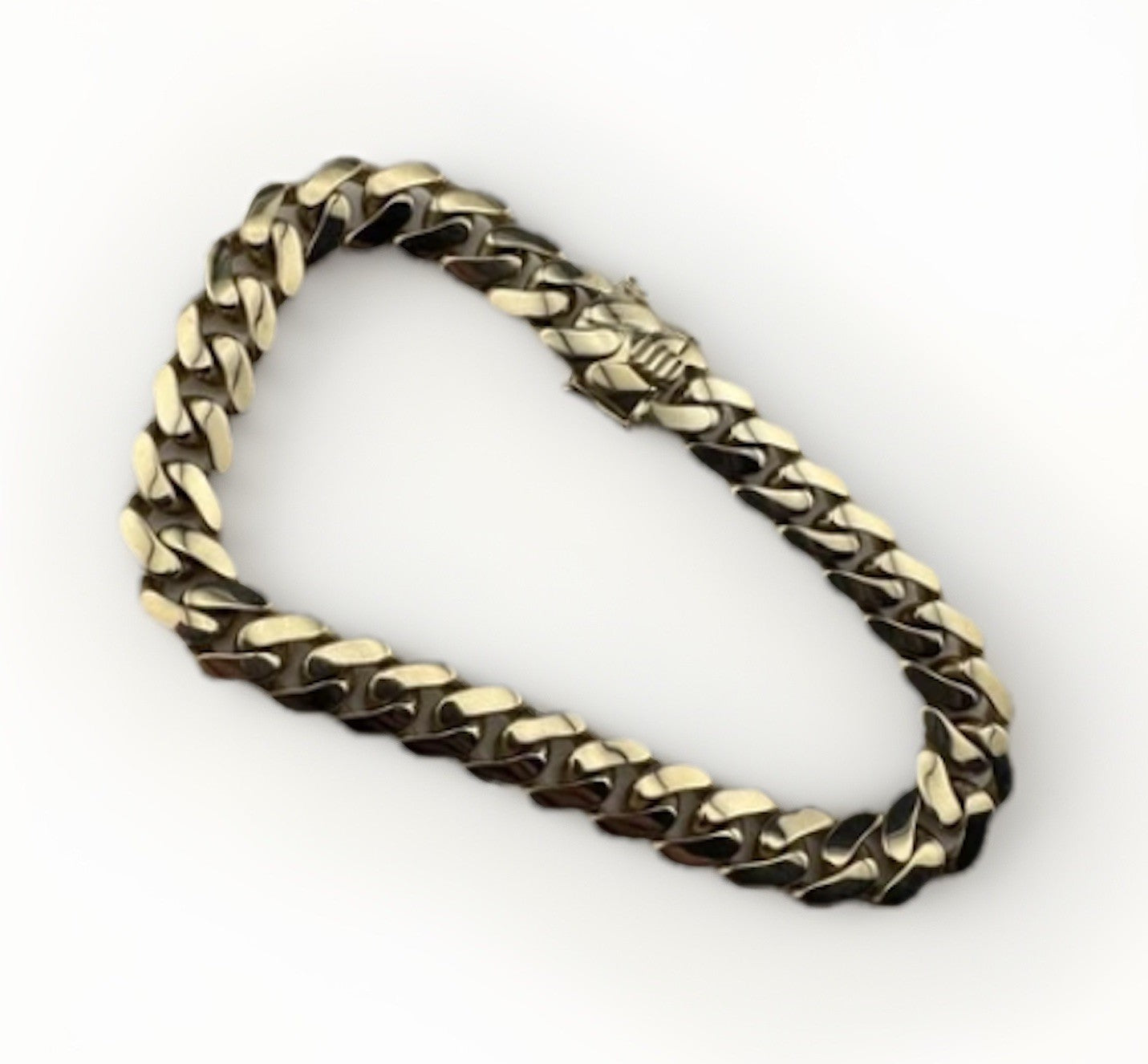 14K Gold Semi Solid Miami Cuban Link Chain Bracelet 9.76mm 8.5 Inch 19.7 Grams