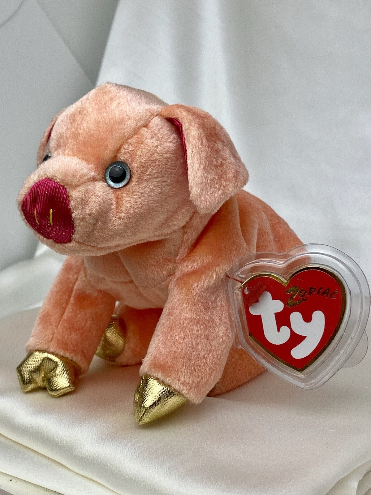 Rare Retired Ty Beanie Baby Pig The Pig Zodiac 2000 Mint P.E. Pellets W Errors