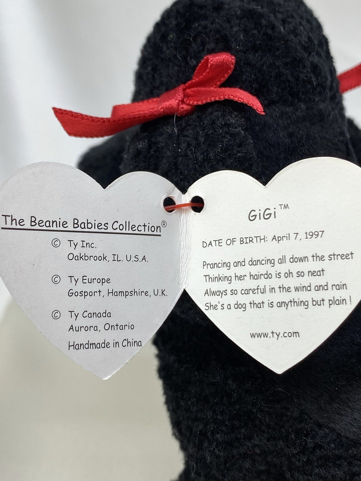 Rare Retired Ty Beanie Baby GiGi The Dog 1997-1998 Mint P.E. W Multiple Errors