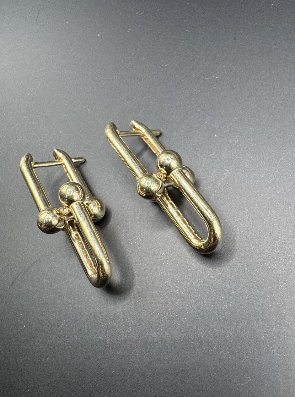 14K Gold U-Link Hardwear Large Earrings 13.27x32.51mm 6.8 Grams Semi-Solid Bold