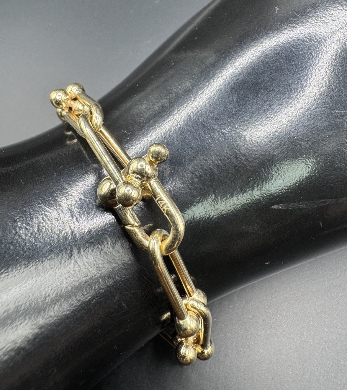 14K Yellow Gold Semi-Solid U-Link Hardwear Bracelet 8.73mm 12.5 Grams Sz 7.50