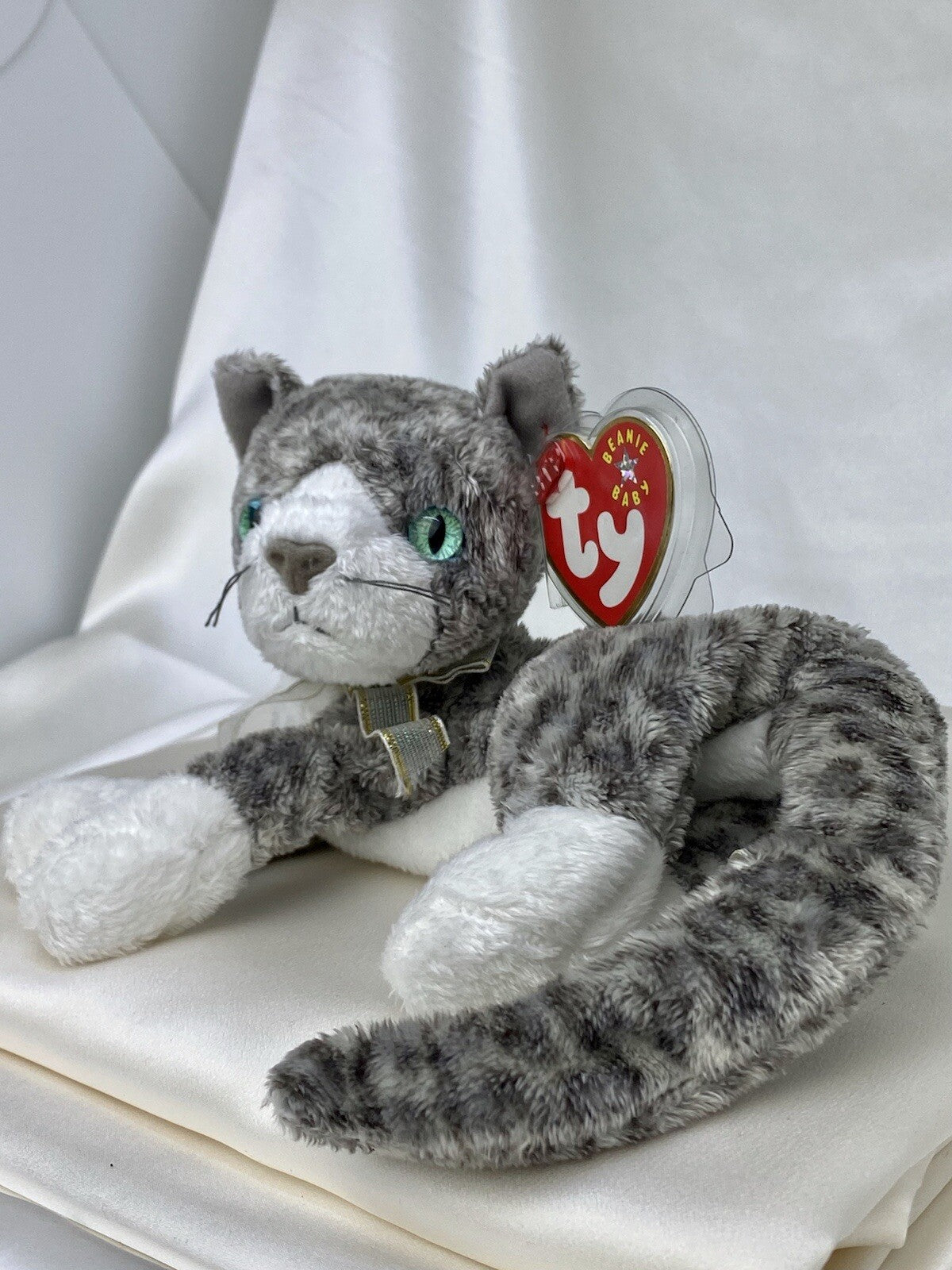 Rare Retired Ty Beanie Baby Purr The Cat 2000 Mint P.E. Pellets With Errors
