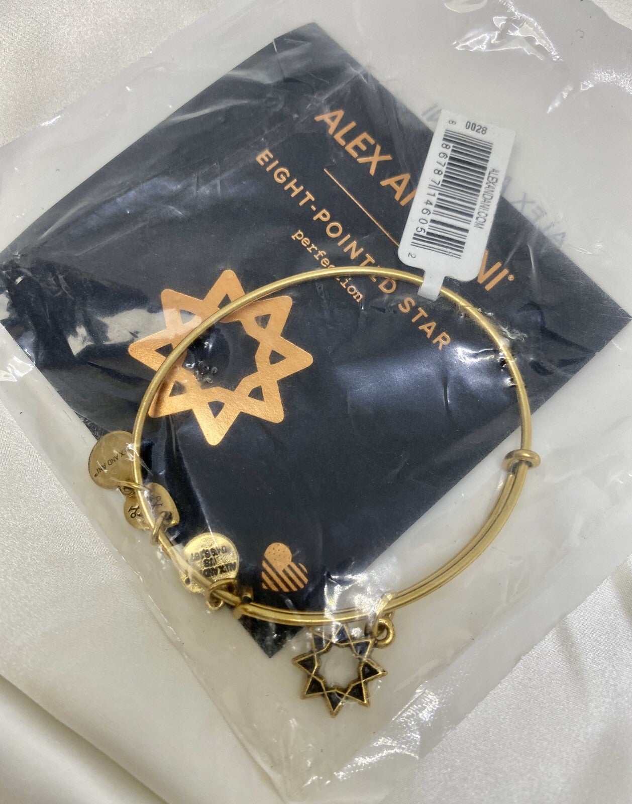 Alex and Ani Eight-Pointed Star Rafaelian Gold Charm Bangle Bracelet