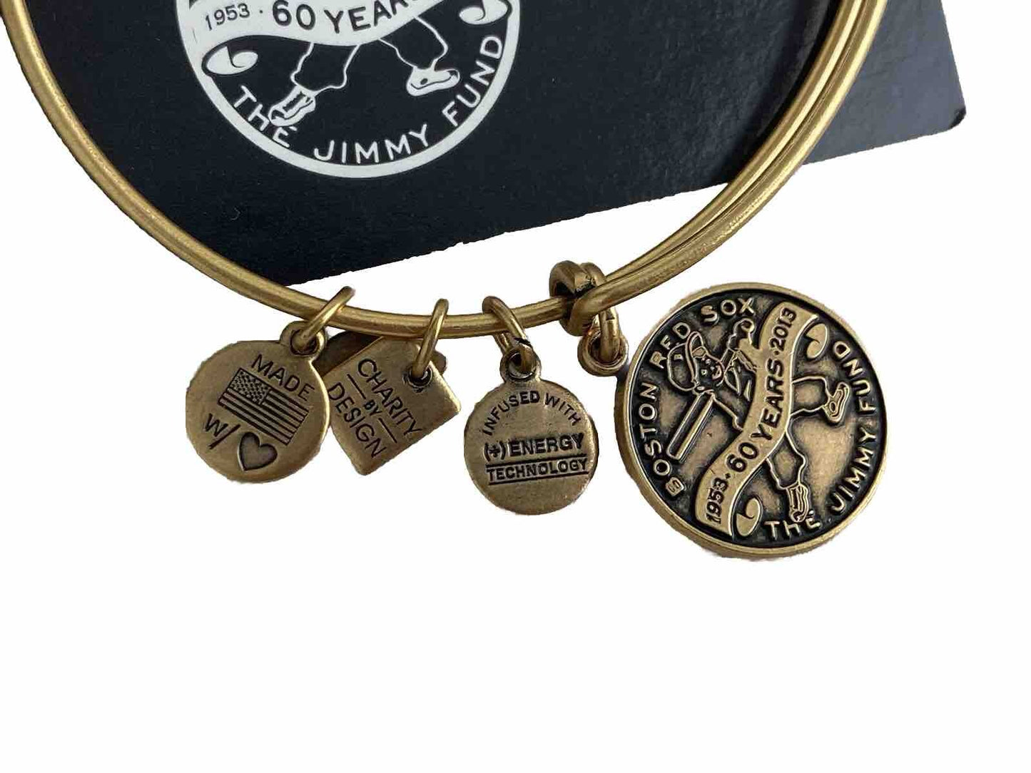 Alex and Ani $28 Charity The Jimmy Fund Boston Red Sox Gold Bangle Bracelet