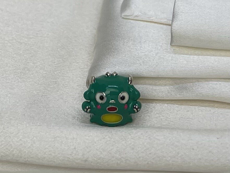 Sterling Silver 925 European Enamel Joyful Anime Kawaii Monster Character Charm.