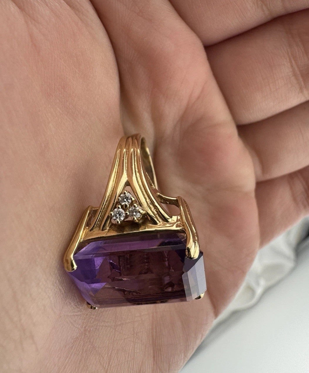 14K Yellow Gold 4 Piece Jewelry Set Bracelet Ring Pendant Earring 70.5G Purple
