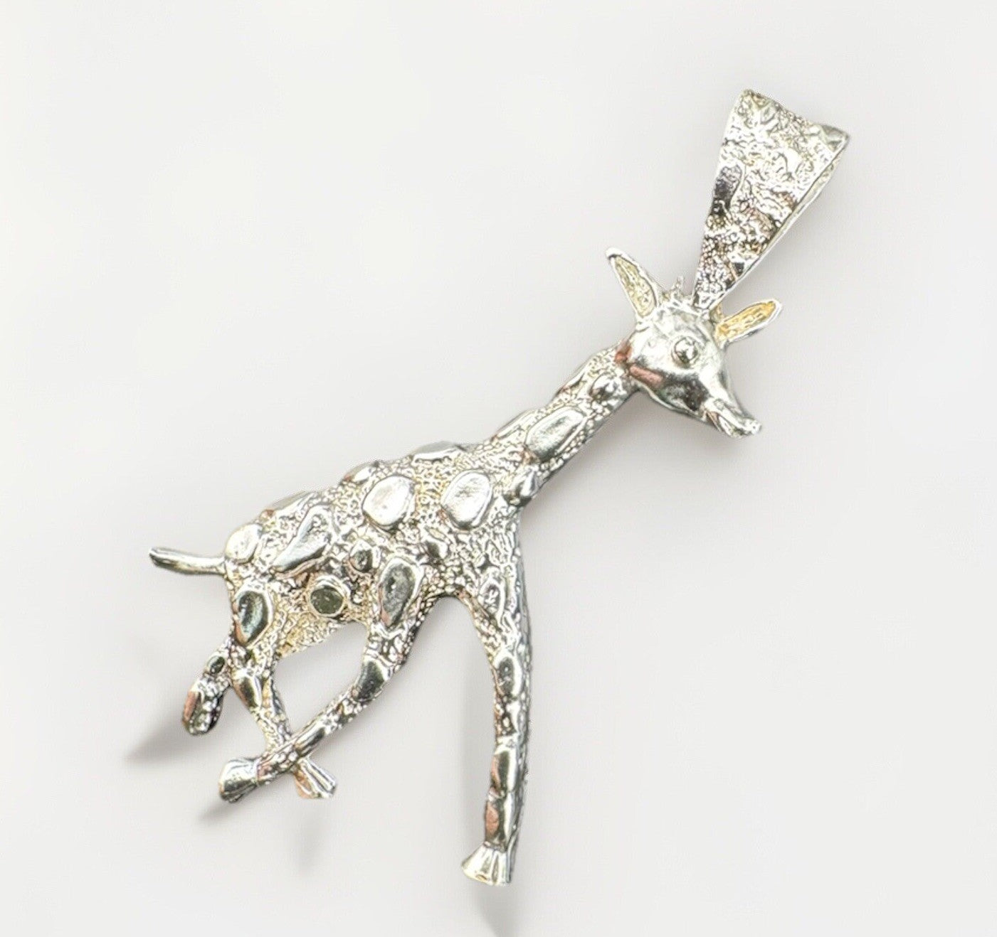 Sterling Silver 925 Giraffe Zoo Animal Nugget Textured Pendant 7.5G 45x21.49mm