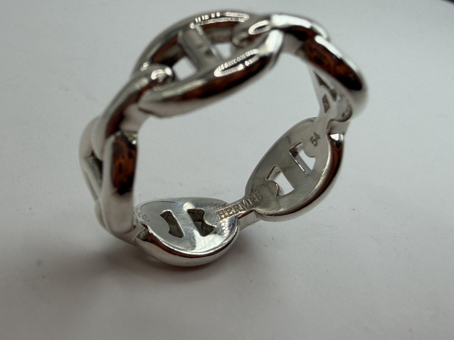 Hermès Chaîne d’Ancre Enchaînée Ring PM Sterling Silver 925 Size 54 5.8 Grams