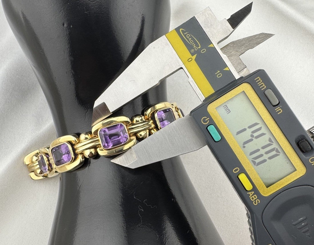 14K Yellow Gold 4 Piece Jewelry Set Bracelet Ring Pendant Earring 70.5G Purple