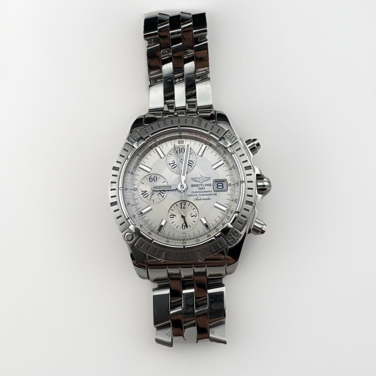 Breitling Chronomat Evolution A13356 Reloj automático para hombre con esfera plateada de 44 mm