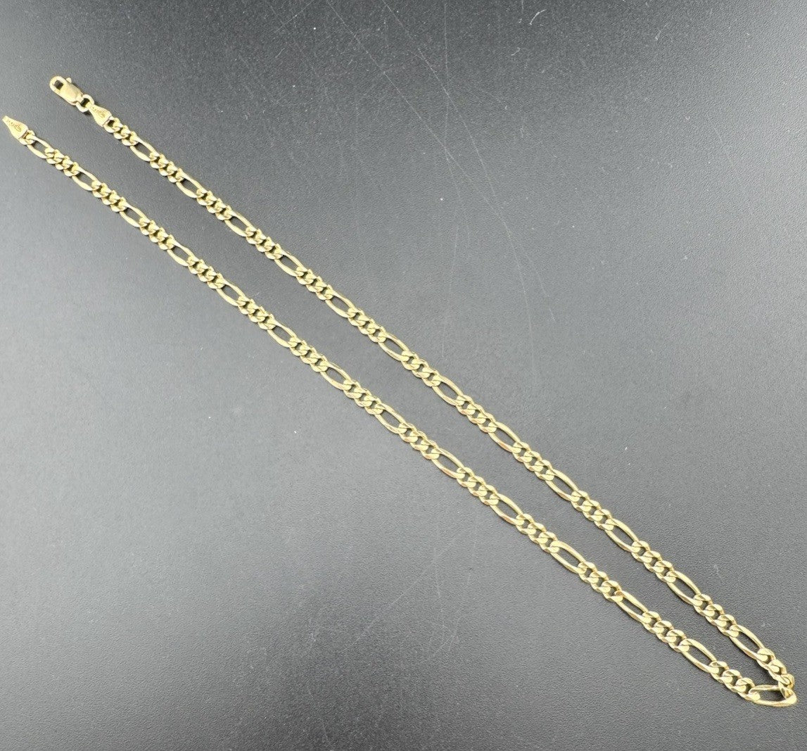 14K Yellow Gold Figaro Link Necklace Chain 16.5in 3.84mm 10.4 Gram Classic Style