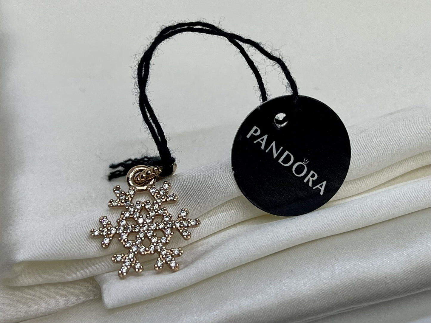 Pandora Rose Gold ALE R Sparkling Snowflake 23mm Dangling Charm Cubic Zirconia