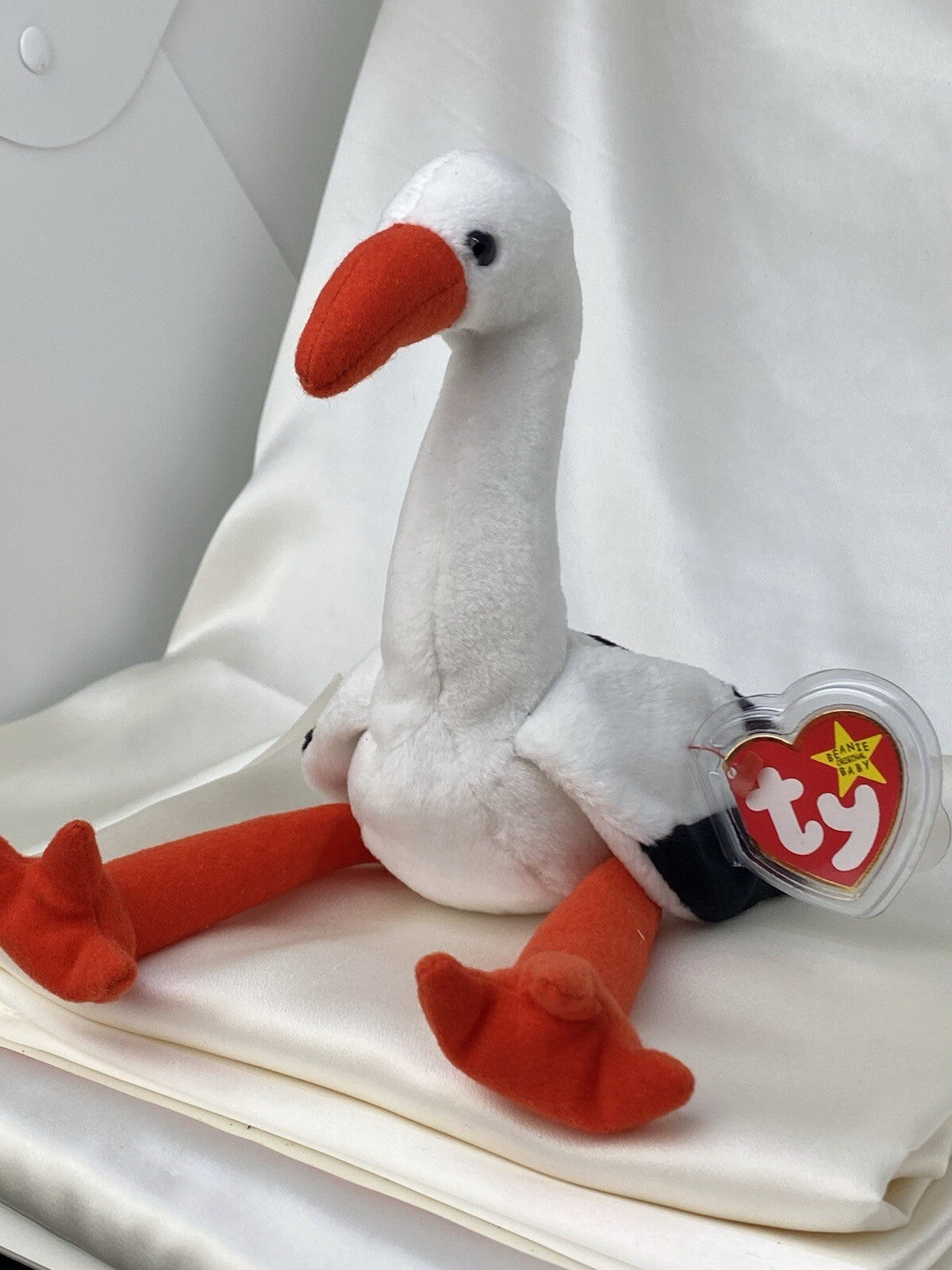 Rare Retired Ty Beanie Baby Stilts The Stork 1998-1999 Mint P.E. Multiple Errors
