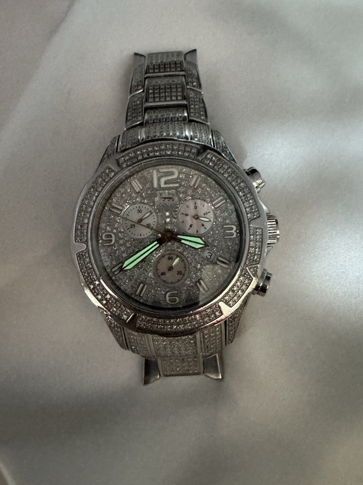 IceLink Aqua Terra 1414 Chronograph 7.00ct Diamond Watch Iced Out Silver 45mm