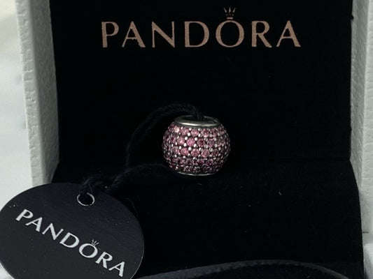 Pandora ALE Sterling Silver 925 Pink Cubic Zirconia Pave Lights Charm Ball Charm