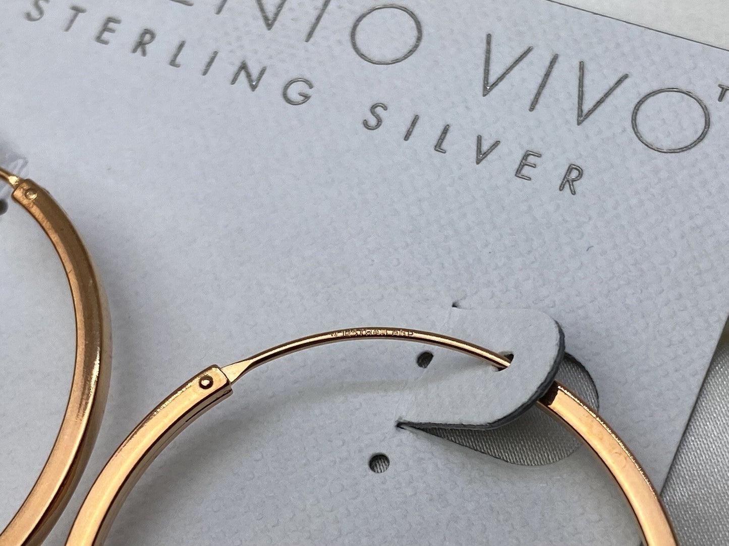 Argento Vivo Sterling Silver 925 14k Rose Gold Plated 35mm Hoop Earrings 1.8mm W