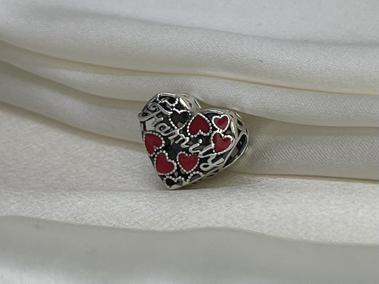 Sterling Silver 925 Love Red & Pink Color Changing Enamel Hearts Family Charm