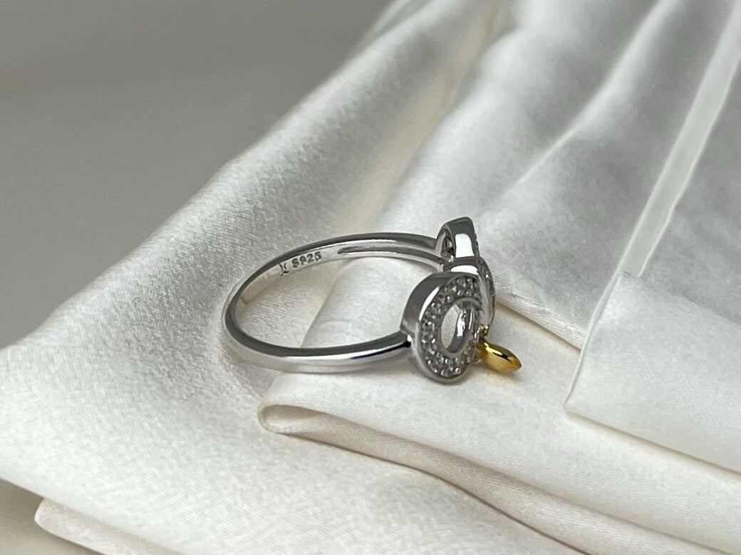 Anillo de oro colgante con corazón, infinito para siempre, de plata de ley 925 con circonitas cúbicas pavé