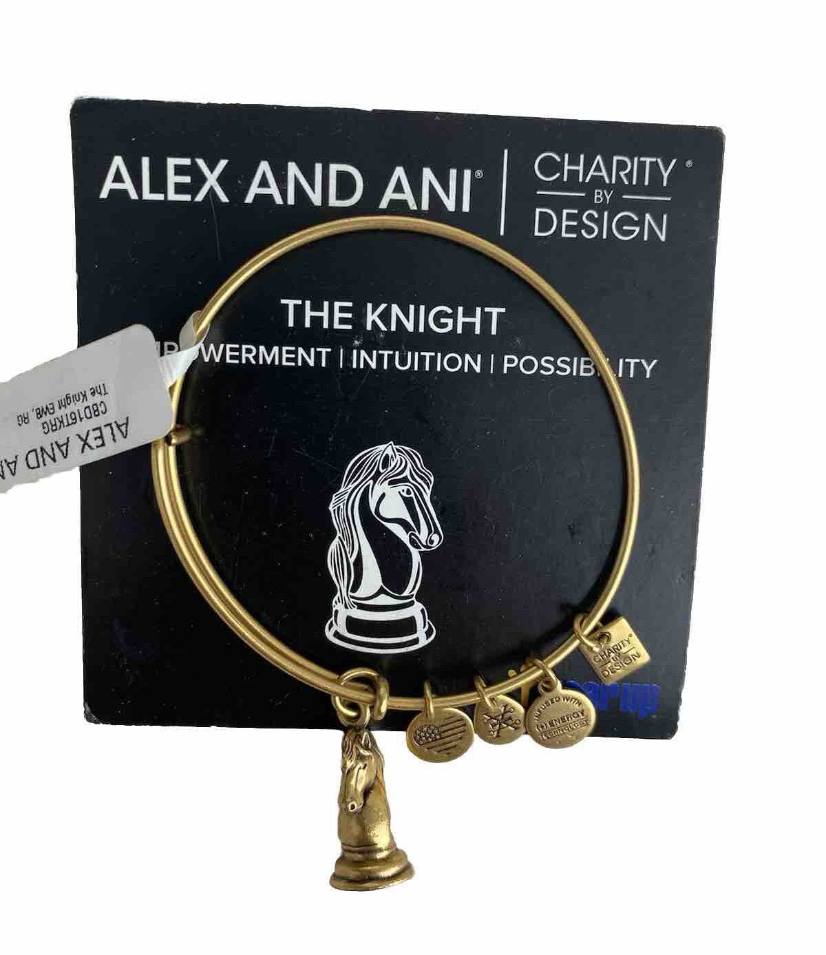 Alex and Ani  The Knight Horse Chess Piece Refaelian Gold Tone Charm Bracelet
