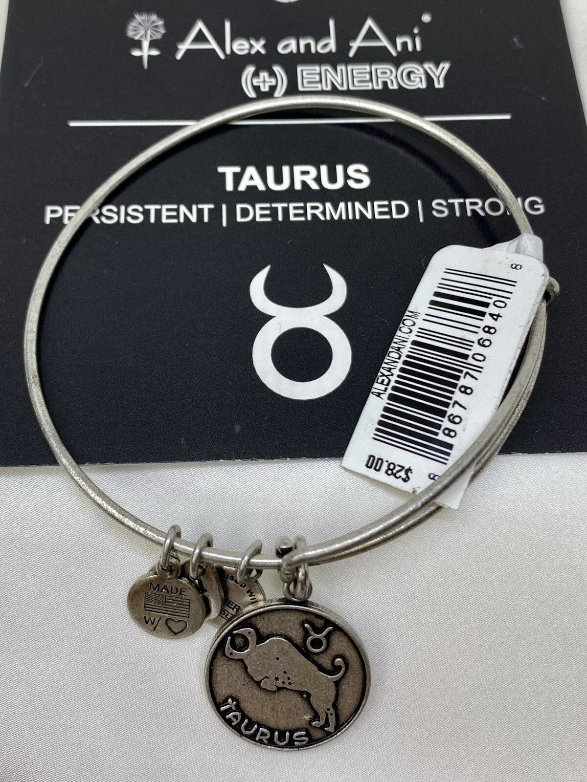Alex And Ani Taurus Zodiac Charm Bangle Rafaelian Silver Wire Bracelet