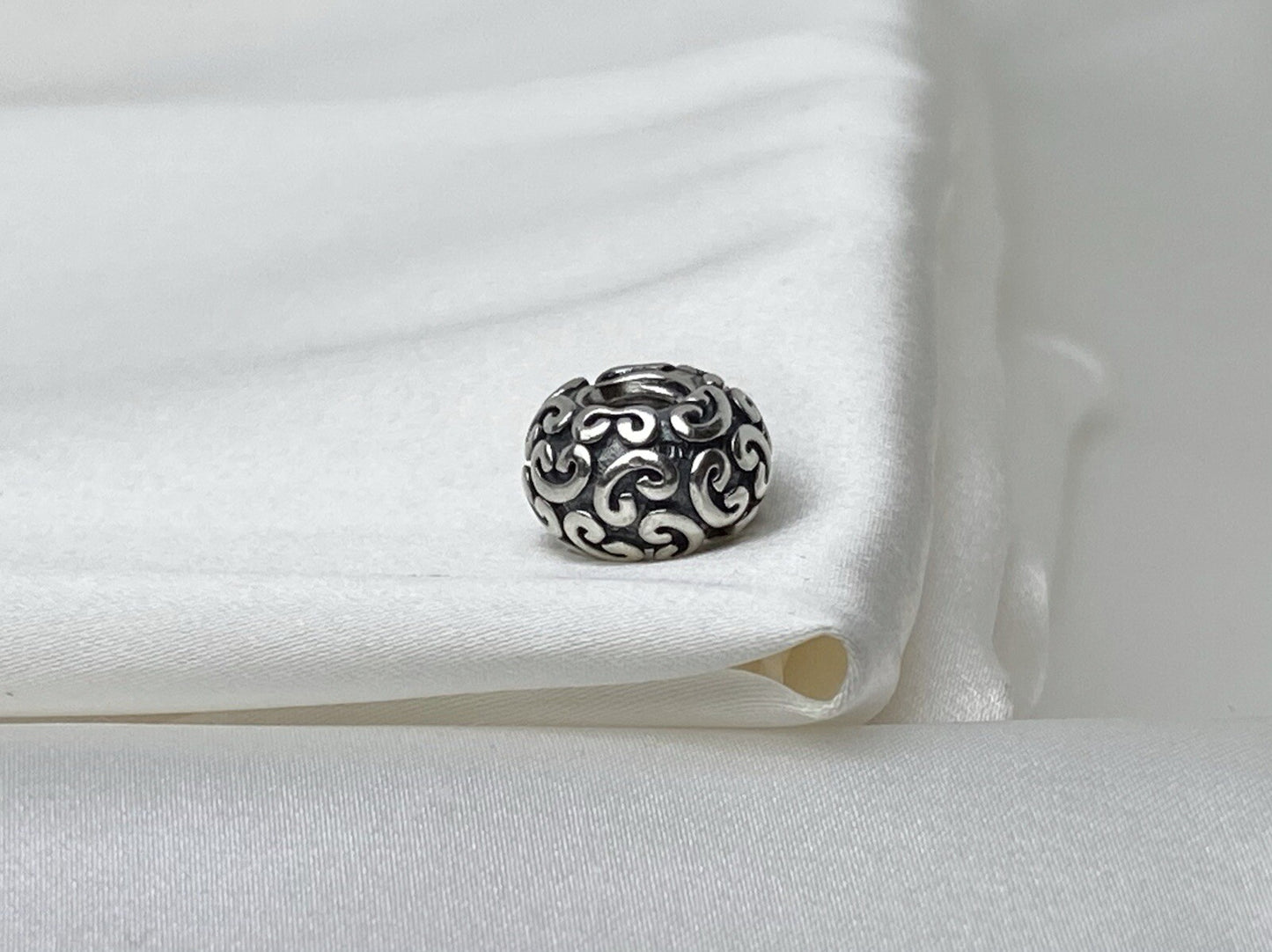Pandora ALE Sterling Silver 925 Swirl Baroque Bead Ball 7mm European Charm Rare