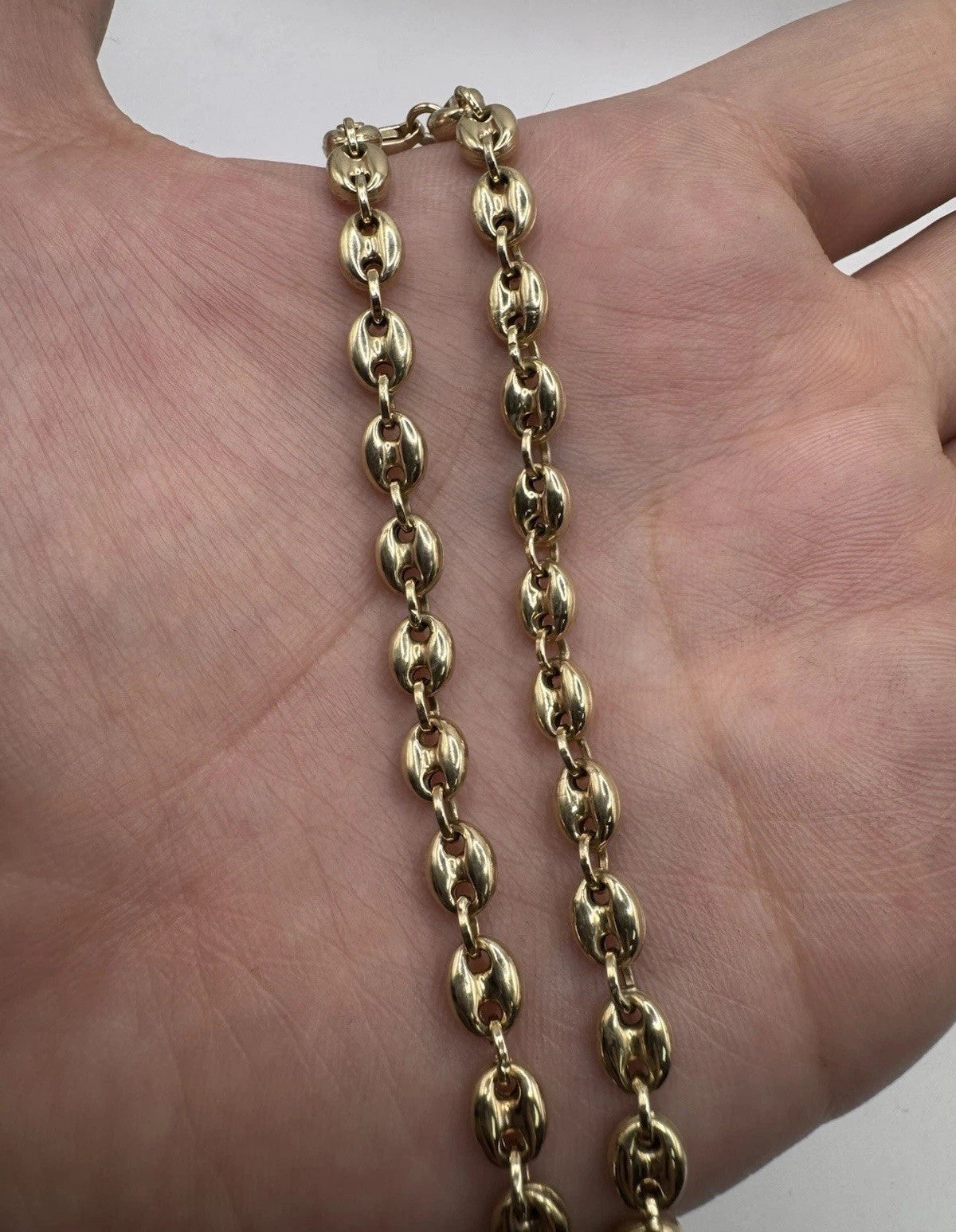 14K Yellow Gold Puffed Mariner Anchor Ankle Bracelet 9in 5.30mm 7.7 Grams