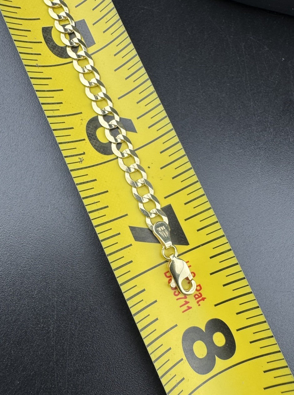 14K Yellow Gold Curb Link Bracelet 7.25in 4.67mm 4.9 Gram Classic Elegant Style*
