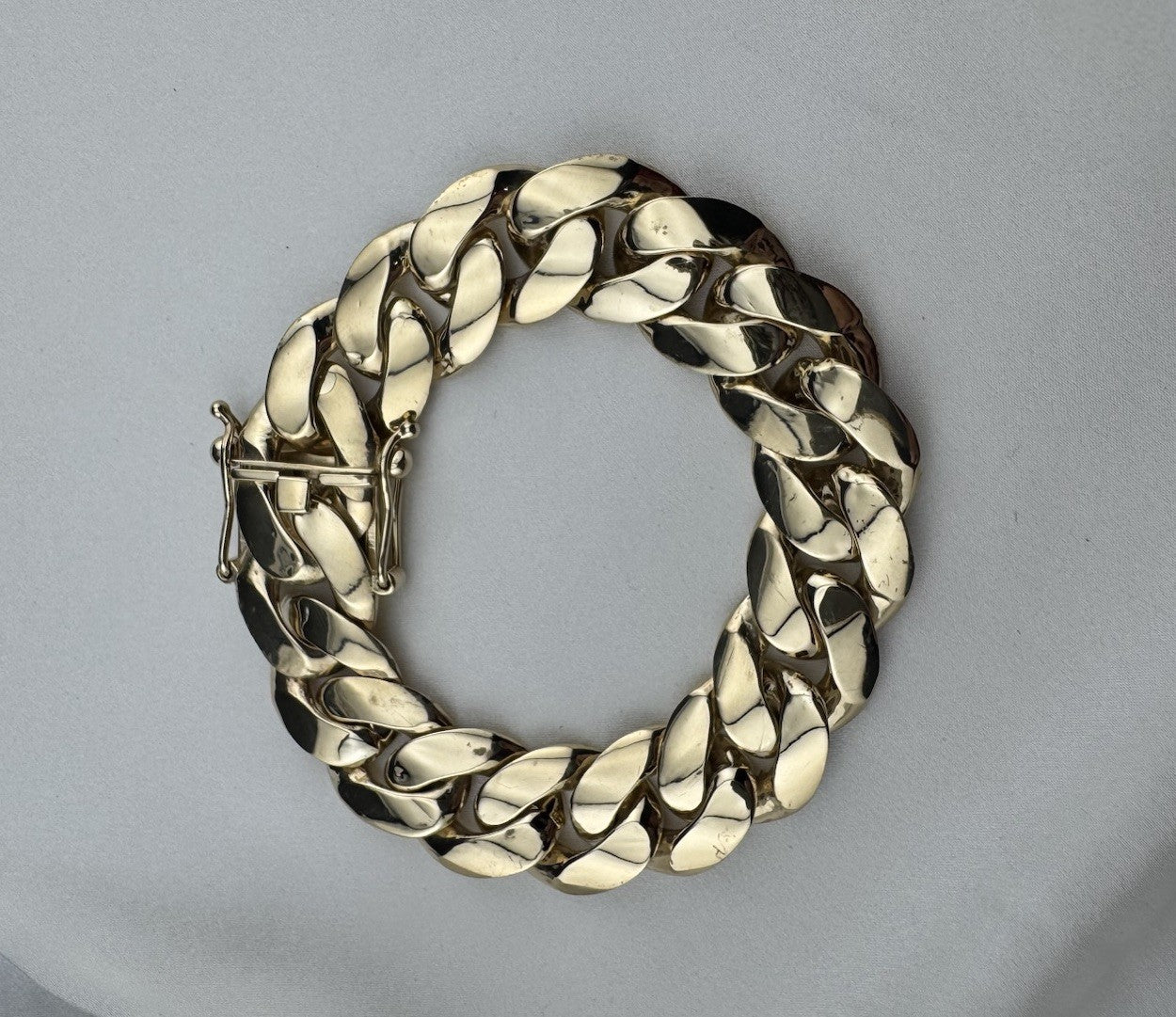 14K Yellow Gold Miami Cuban Link Bracelet 17.6mm 8.2” 45.8G Semi-Solid Box Lock