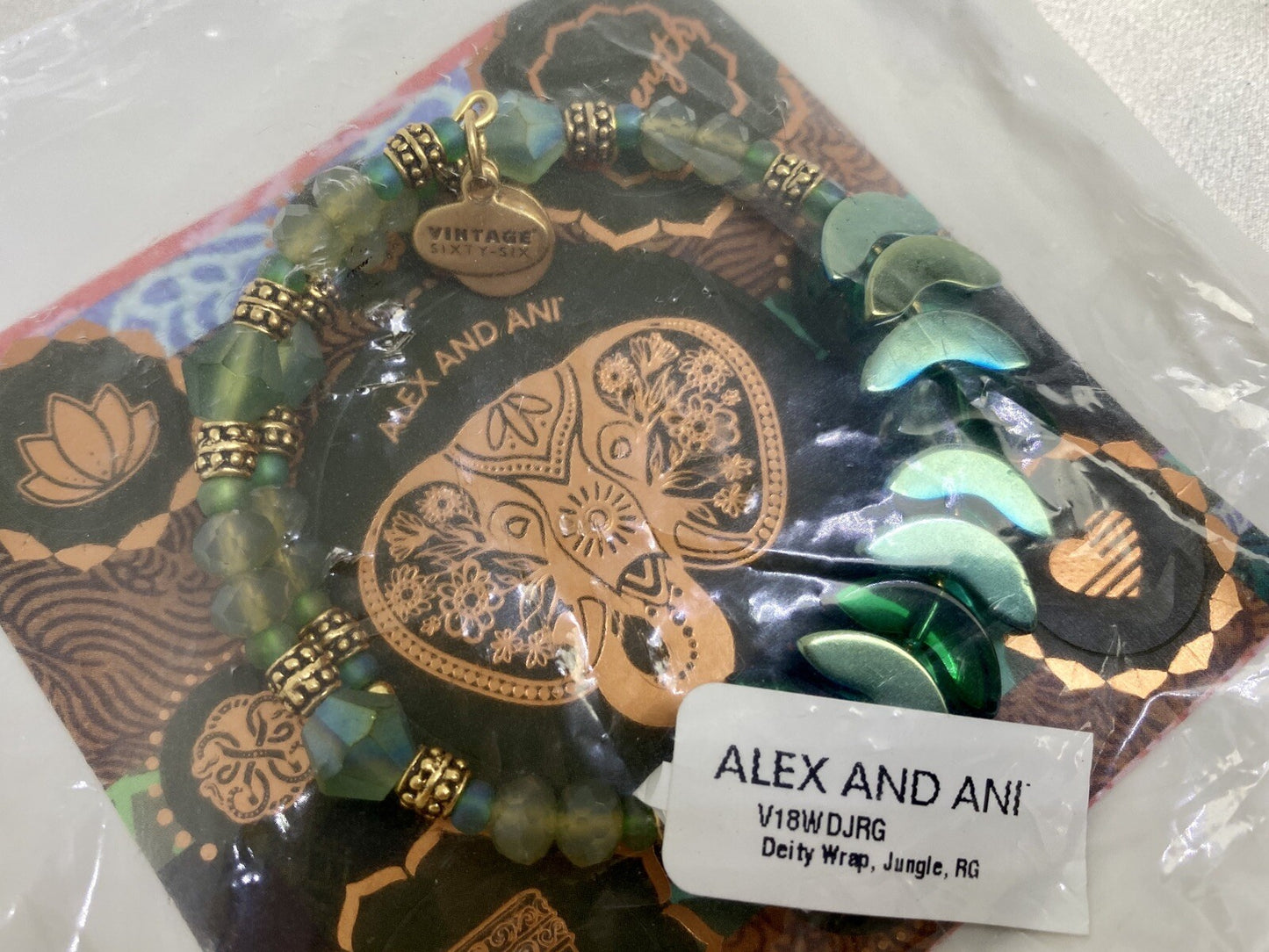 Alex and Ani Deity Wrap Jungle Charm Bangle Bracelet Rafaelian Gold
