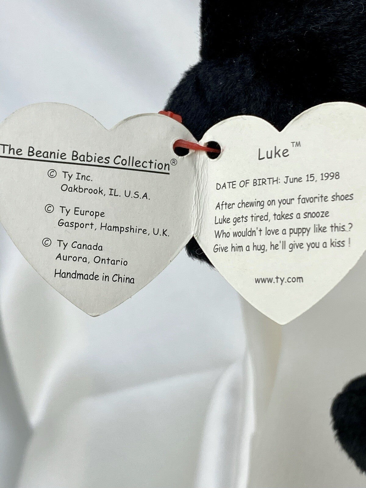 Rare Retired Ty Beanie Baby Luke The Dog 1998 Mint P.E. Pellets With Errors