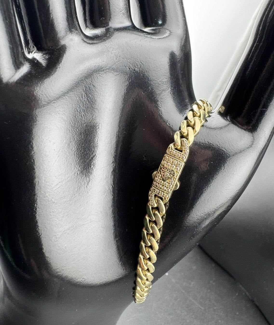 14K Yellow Gold Miami Cuban Bracelet 7in 5.14mm 7.5 Grams CZ Simulated Diamond