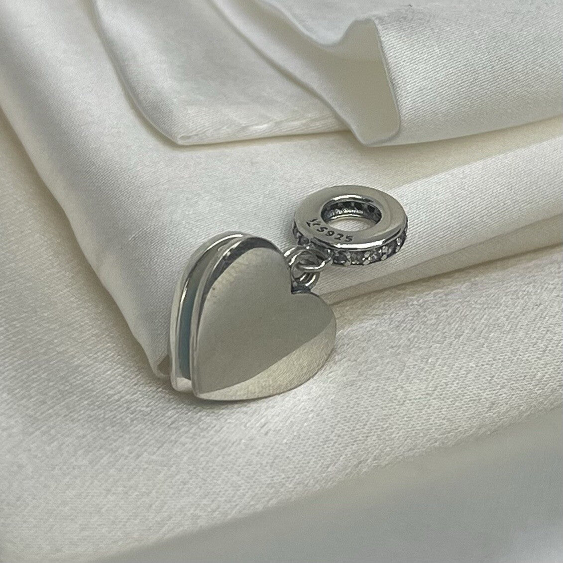 Sterling Silver 925 Enamel Double Heart City Hometown CZ Dangle Charm