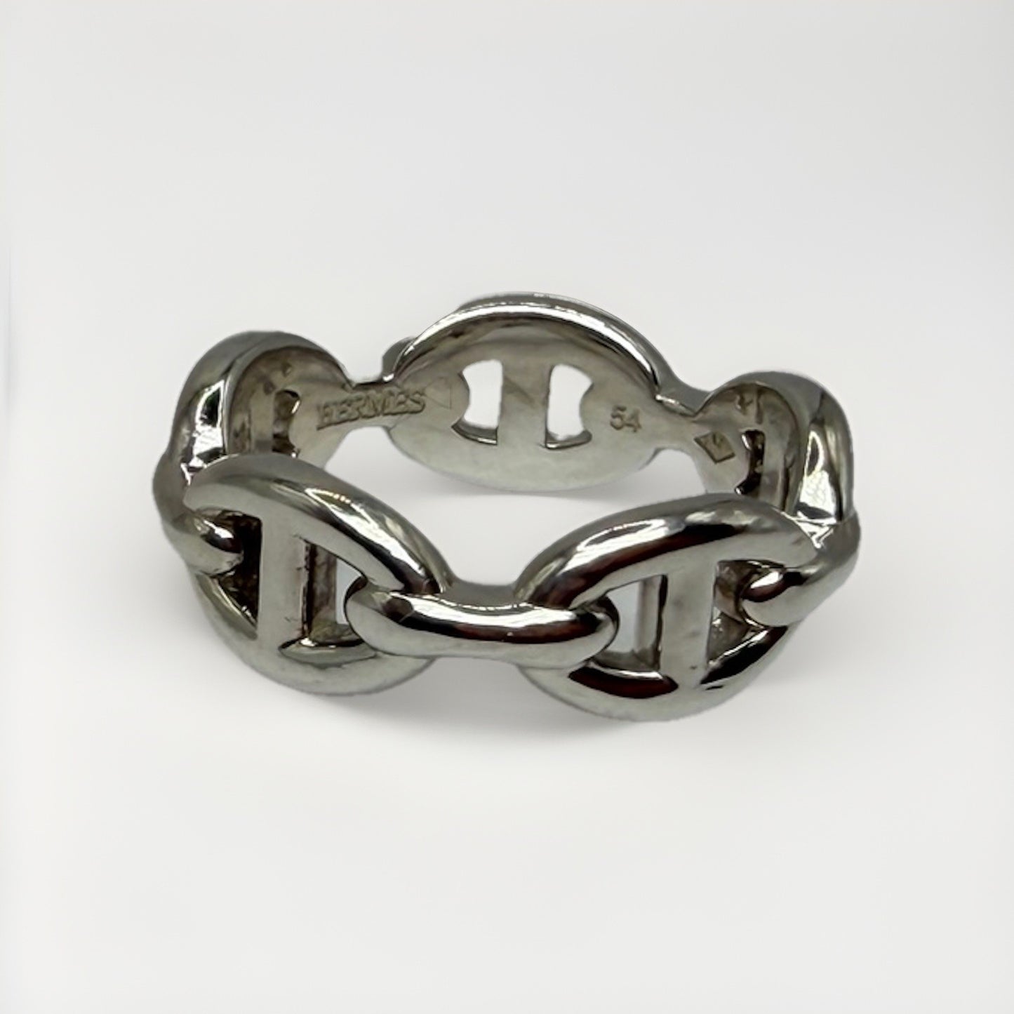 Hermès Chaîne d’Ancre Enchaînée Ring PM Sterling Silver 925 Size 54 5.8 Grams