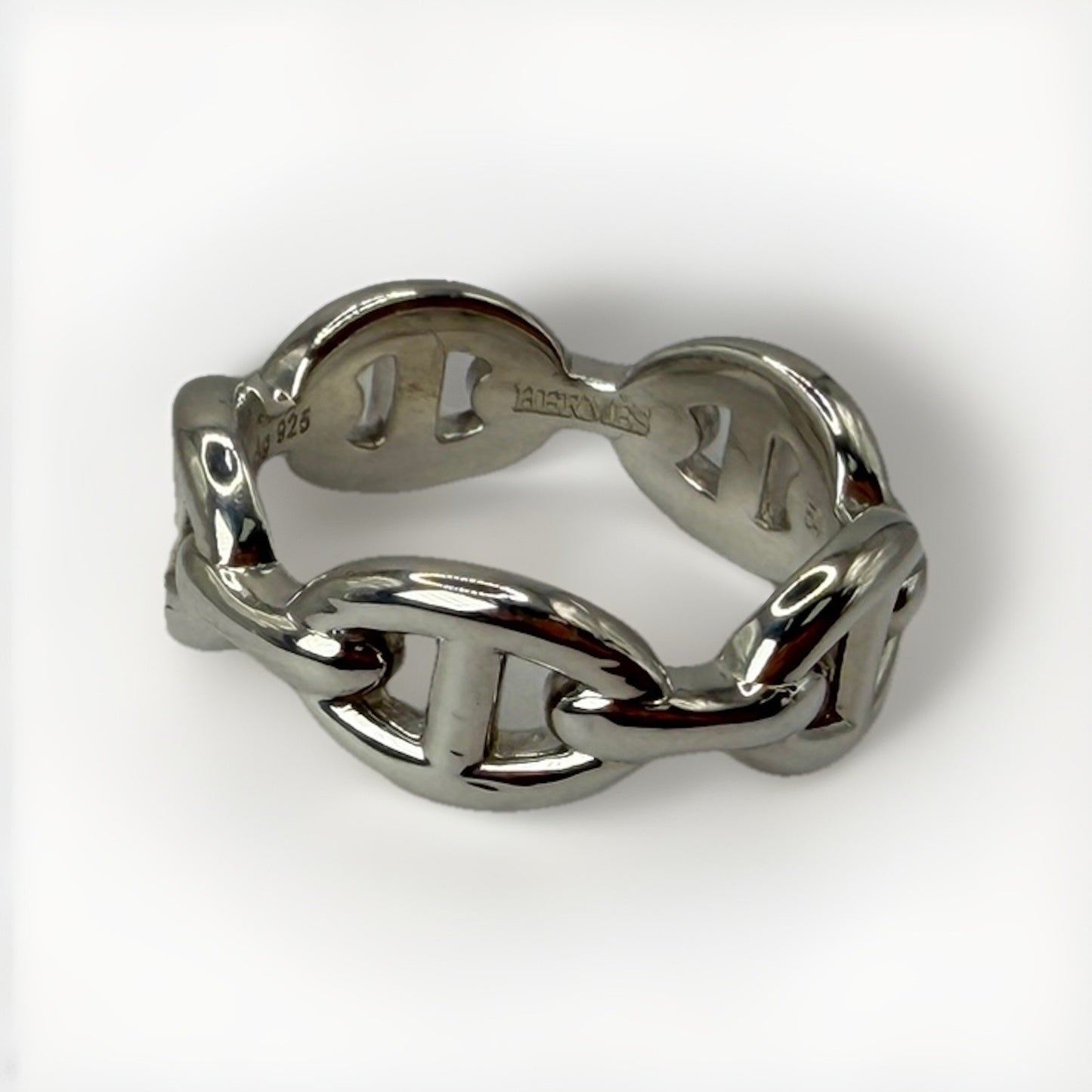Hermès Chaîne d’Ancre Enchaînée Ring PM Sterling Silver 925 Size 54 5.8 Grams