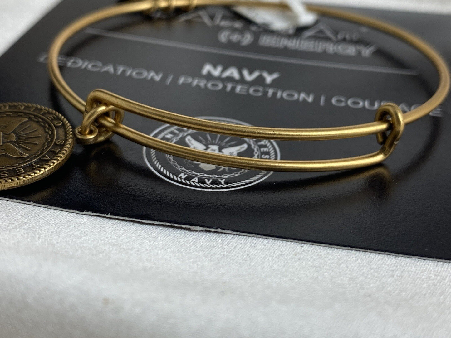 ALEX AND ANI UNITED STATE NAVY Charm Adjustable Bracelet Gold Tone Bangle