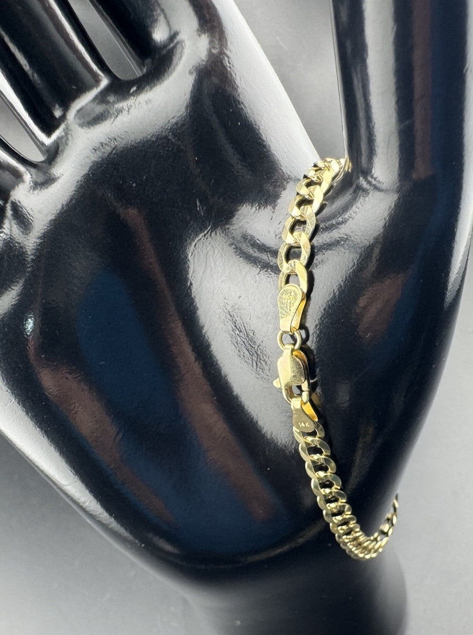 14K Yellow Gold Curb Link Bracelet 7.25in 4.67mm 4.9 Gram Classic Elegant Style*