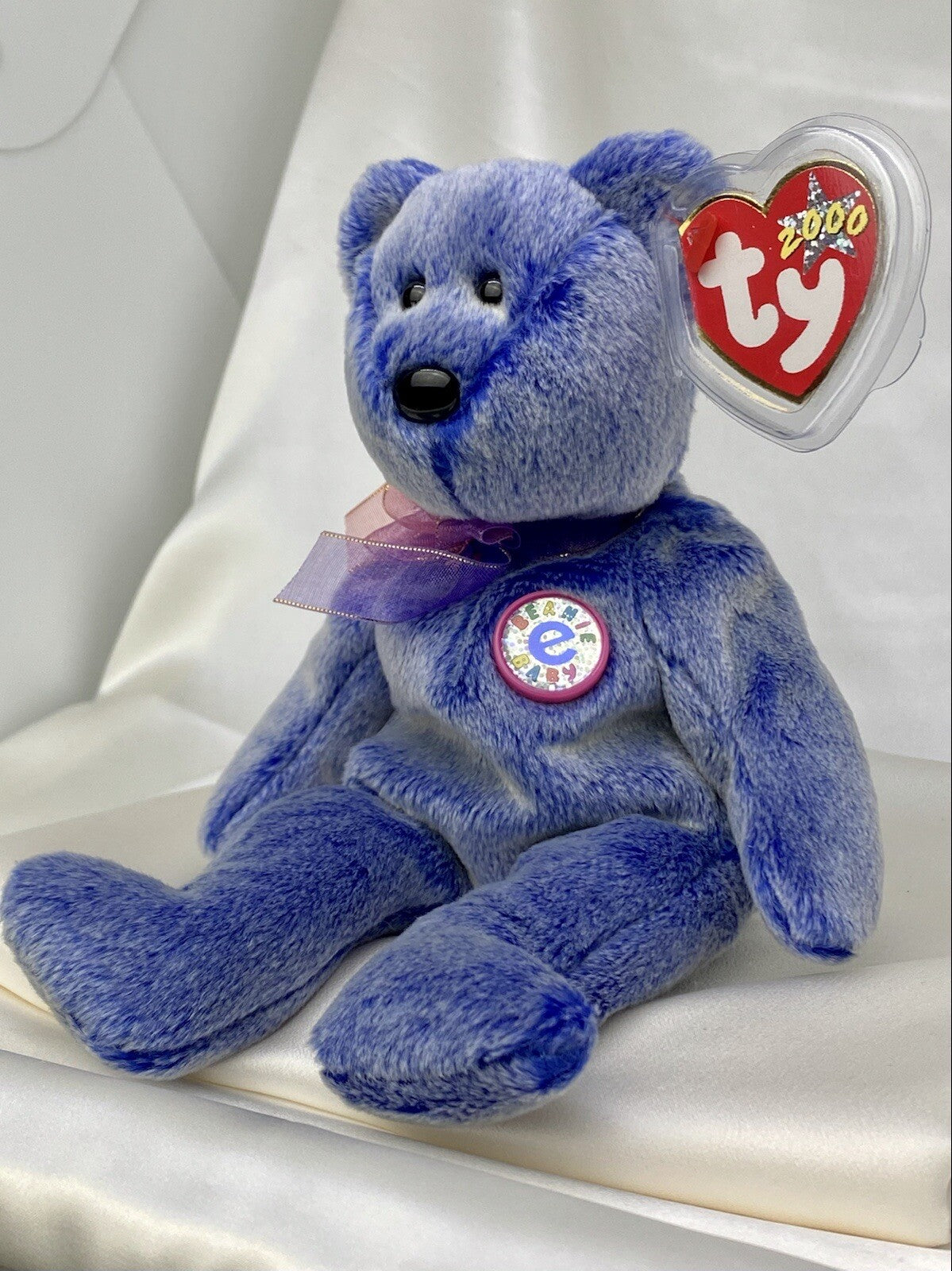 Oso Ty Beanie Baby Periwinkle Retirado Raro 2000 Menta C.E. Con Múltiples Errores