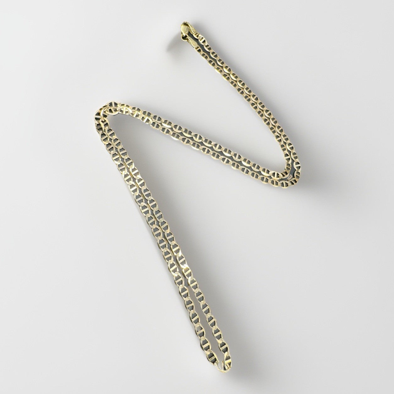 14K Yellow Gold Mariner Anchor Flat Link Chain Necklace 20.25 in 3.35mm 4.9 Gram