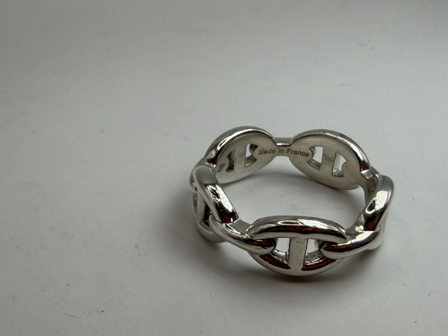 Hermès Chaîne d’Ancre Enchaînée Ring PM Sterling Silver 925 Size 54 5.8 Grams