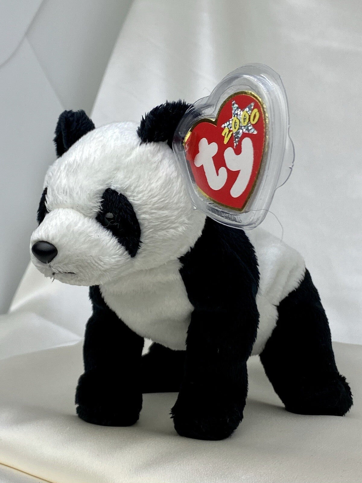 Rare Retired Ty Beanie Baby China The Panda Bear 2000 Mint P.E. Pellets W Errors