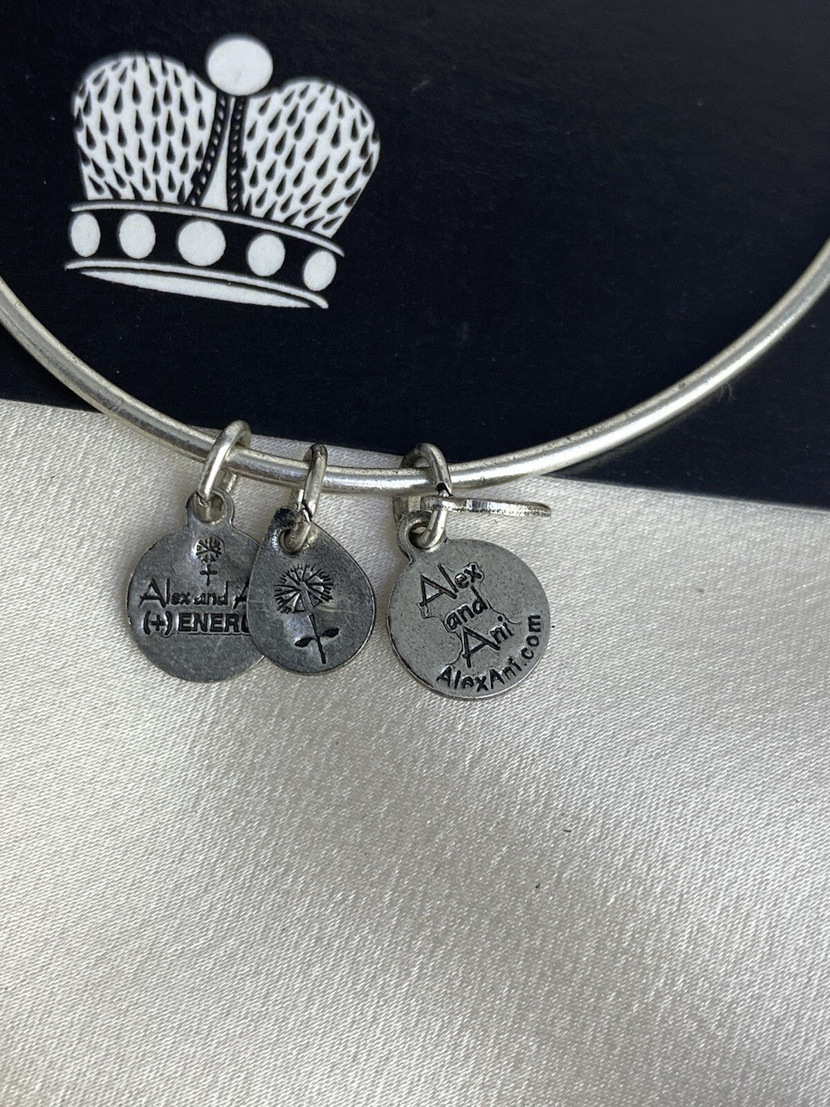 Alex and Ani Charity By Design Kings Crown Rafaelian Silver Charm Power Crystals